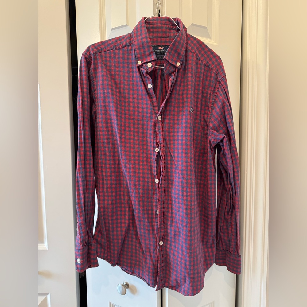 Red and Blue Checkered long sleeve Shirt